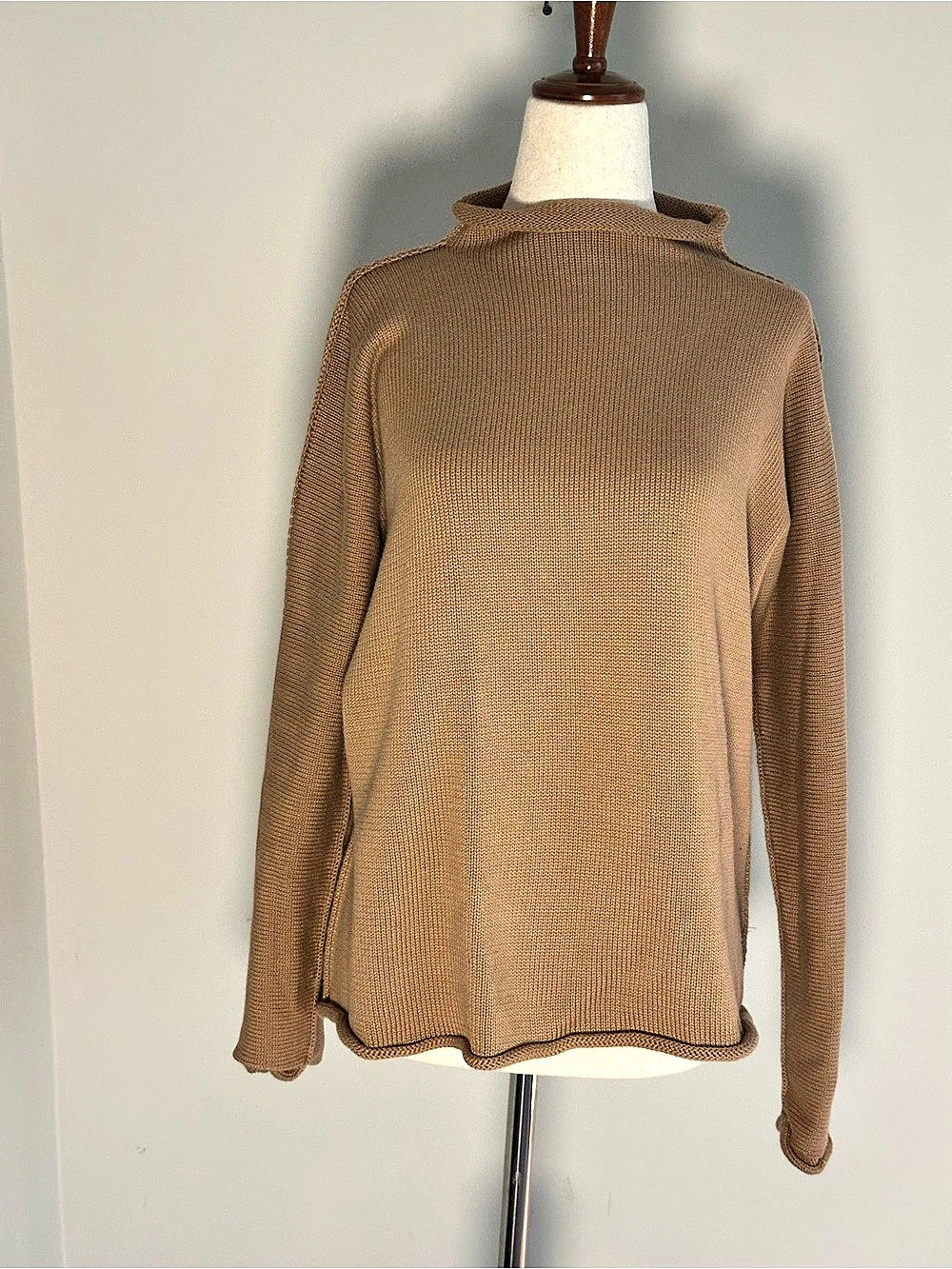 Frank & Eileen Cotton Knit Sweater in Brown Size Small Like New